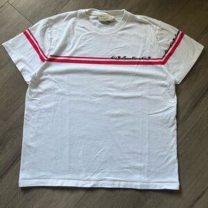 Maison Kitsuné red striped white Tshirt